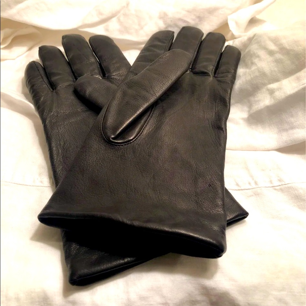 NWOT L.L. Bean Black Leather Gloves Lined with Wool & Cashmere - Women’s Large